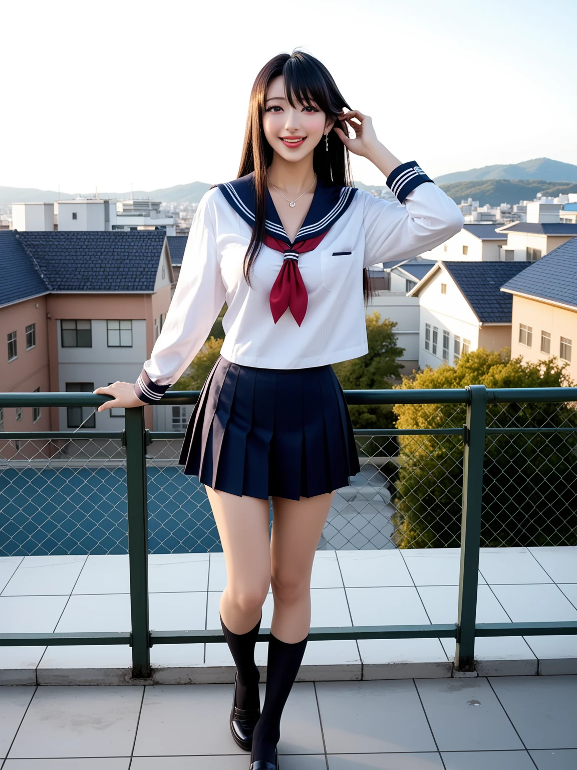 Hot: Uniform Schoolgirl Rooftop Seduction — Free AI Porn 31 Pics (18+) 2/31