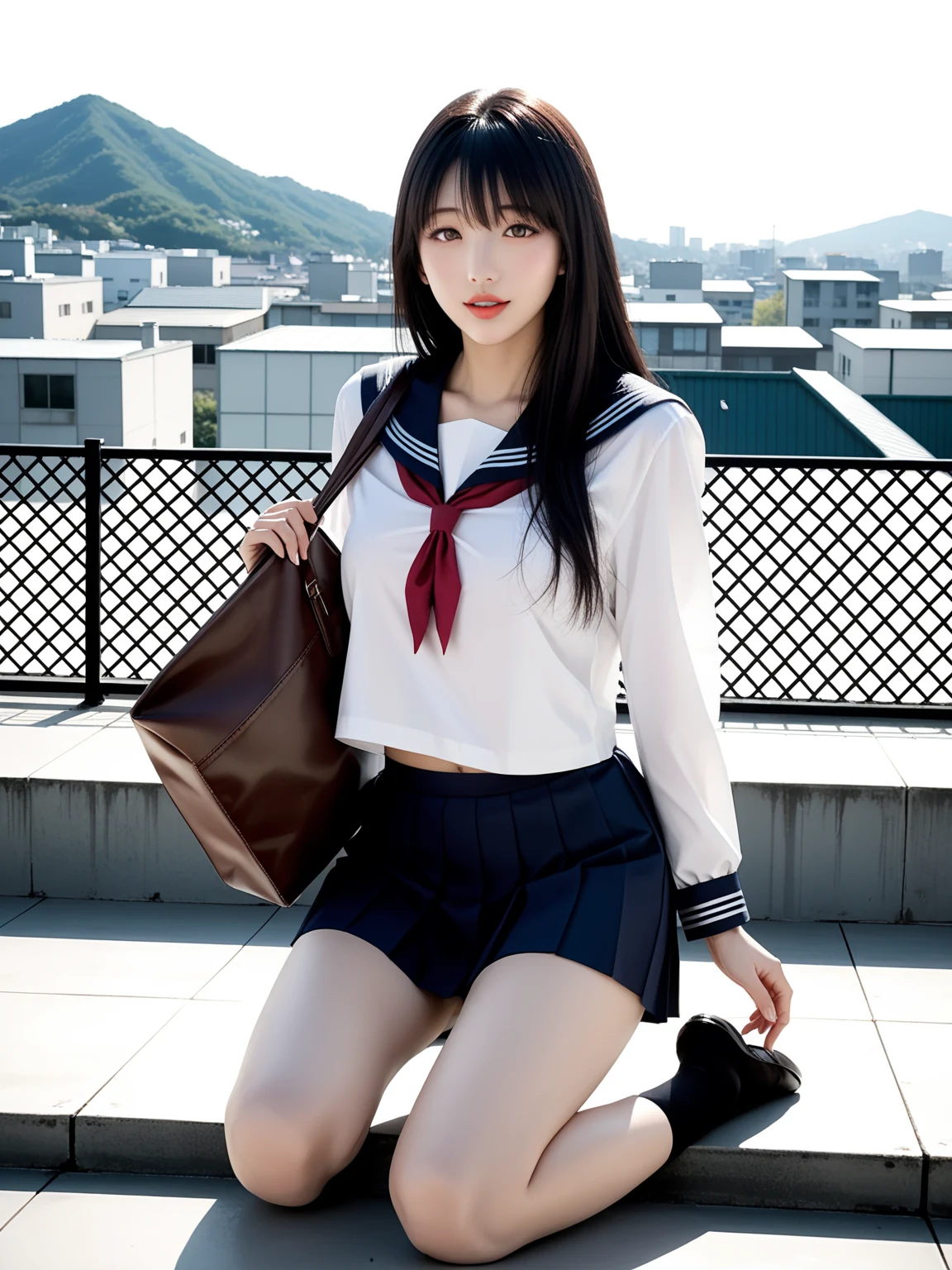 Hot: Uniform Schoolgirl Rooftop Seduction — Free AI Porn 31 Pics (18+) 11/31