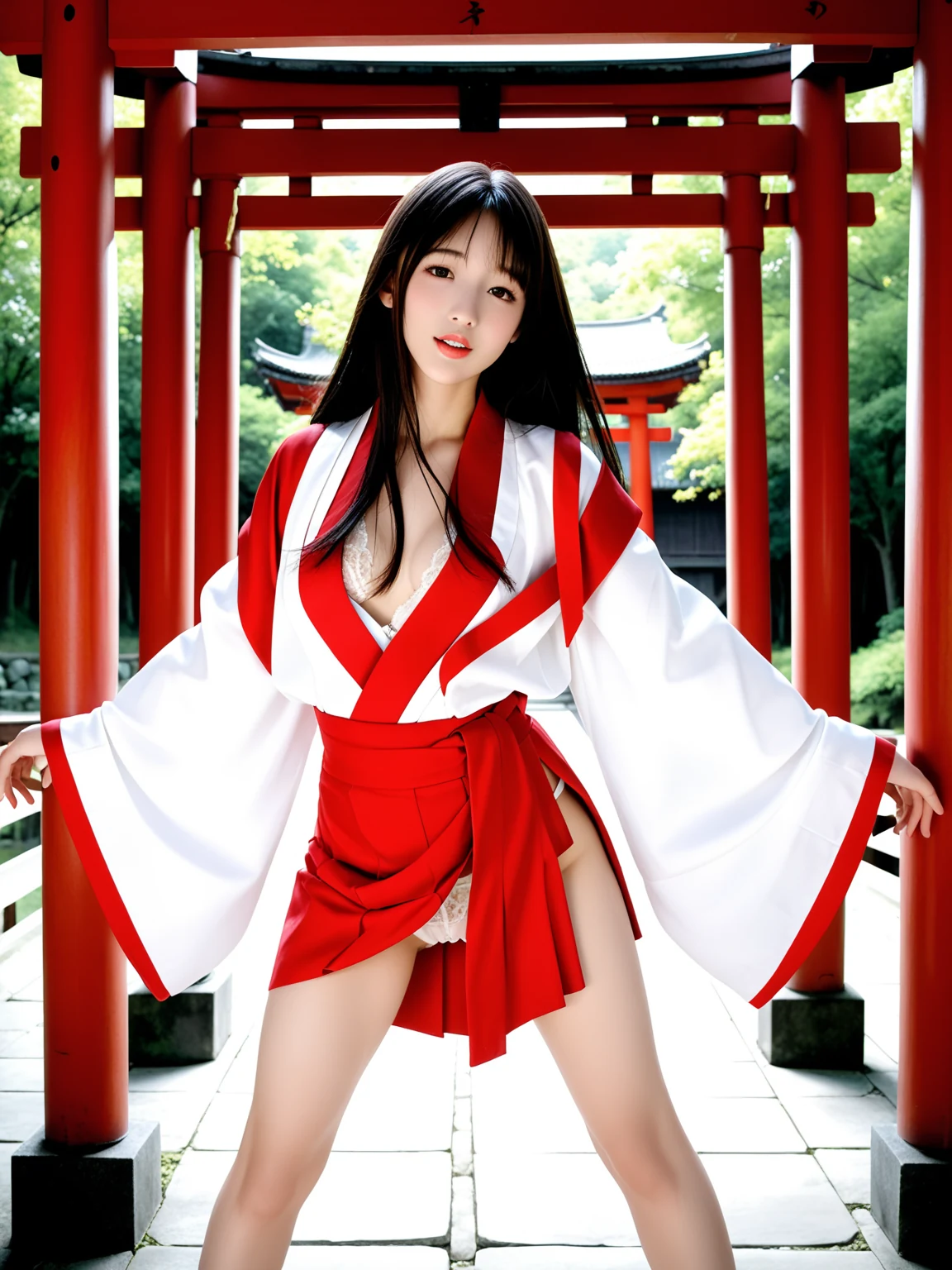 Can't Look Away: Long Black Hair Shrine Maiden Undressing at a Shrine — Free AI Porn 27 Pics (18+) 19/27